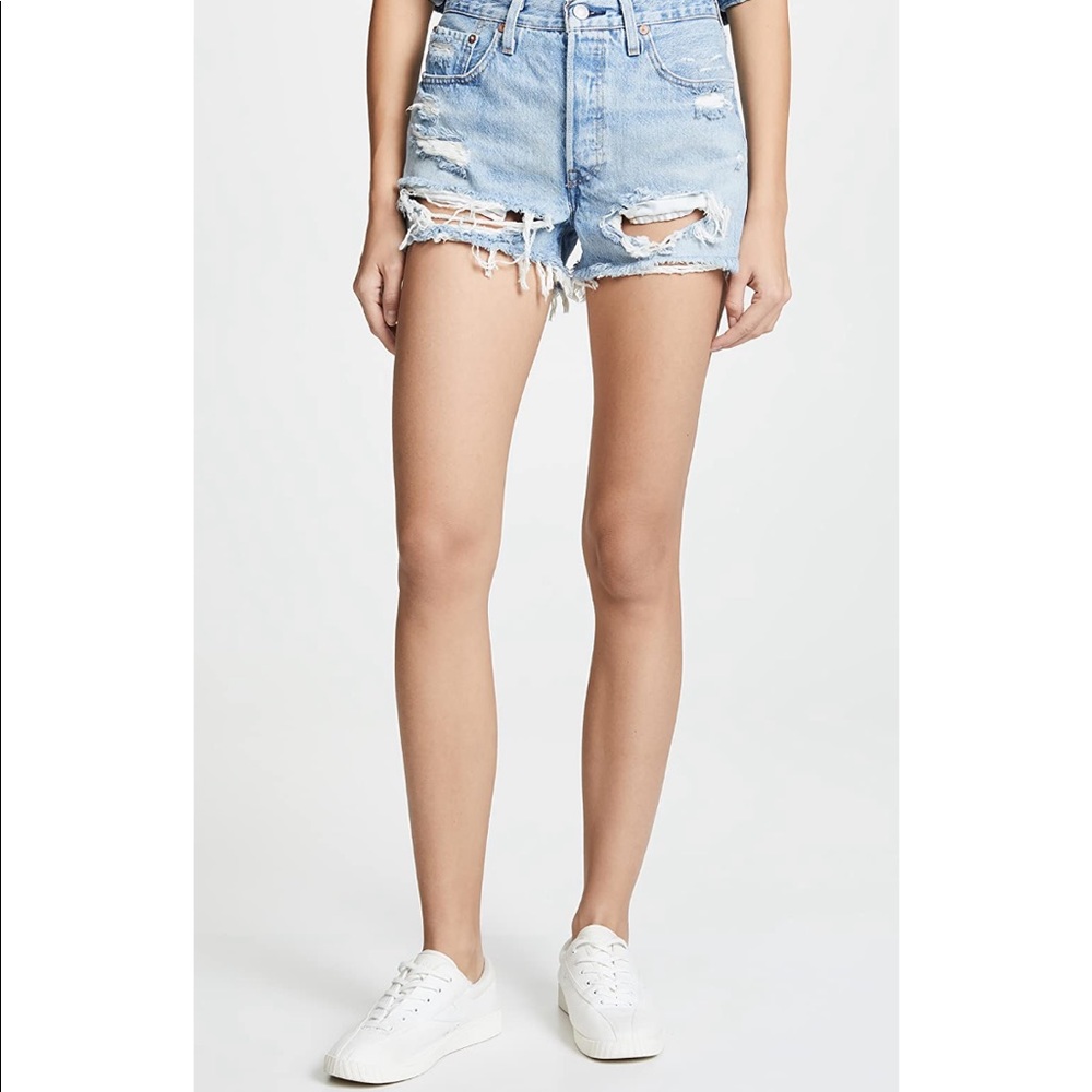 LEVI’S 501 High Rise Distressed Denim Shorts